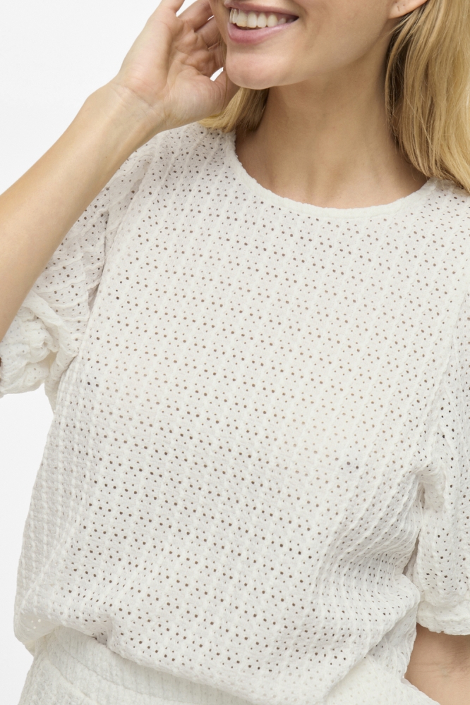 VIMINERA O-NECK 2/4 TOP/TES 14106721 SNOW WHITE